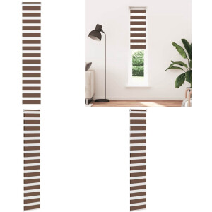 vidaXL Zebra rolgordijn 40x230 cm stofbreedte 35,9 cm polyester bruin - Zebra Jaloezie - Zebra Jaloezieën - Zebra Rolgordijn - Dubbel Rolgordijn
