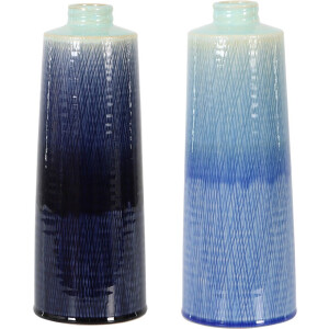 Keramiek vaas - Set - Blauw - 12.5x34.5cm