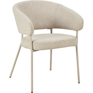 LABEL51 Takumi Eetkamerstoel - Creme - Geweven - Beige Metale Frame - Stoel - Normale eetkamerstoel