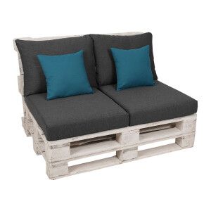 GO-DE Textil Palletkussenset (Antraciet/blauw)