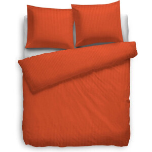 Heckett & Lane Satin Stripe Dekbedovertrek - Tweepersoons - 200x200/220 cm - Mecca Orange