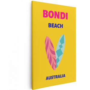 Artaza Canvas Schilderij Bondi Beach - 120x180 cm - Groot - Wanddecoratie Australië - Muurdecoratie Surfplanken - Schilderij Strand Kleurrijk