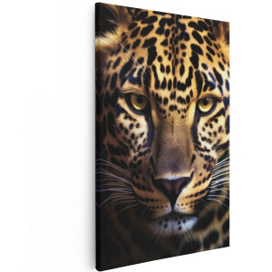 Artaza Canvas Schilderij Luipaard - 100x150 cm - Groot - Wanddecoratie Dieren - Muurdecoratie Portret - Decoratie Wilde Kat - Schilderijen Op Canvas