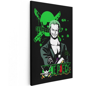 Artaza Canvas Schilderij Zoro - 80x120 cm - One Piece Wanddecoratie - Muurdecoratie Anime - Schilderijen Jongenskamer - Groen