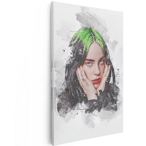 Artaza Canvas Schilderij Billie Eilish met Groen Haar - 120x180 cm - Groot - Muurdecoratie - Canvas Print