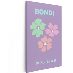Artaza Canvas Schilderij Bloemen Bondi Beach - 120x180 cm - Groot - Wanddecoratie Pastel - Muurdecoratie Boho - Decoratie Retro Poster