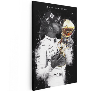 Artaza Canvas Schilderij Lewis Hamilton kust Formule 1 Wereldbeker - 120x180 cm - Groot - Muurdecoratie - Canvas Print