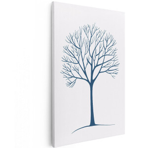 Artaza Canvas Schilderij Boom - 100x150 cm - Groot - Wanddecoratie Natuur - Muurdecoratie Minimalistisch - Decoratie Takken Blauw
