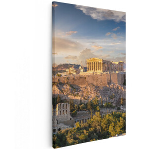 Artaza Canvas Schilderij Akropolis van Athene, Griekenland - Architectuur - 120x180 cm - Groot - Wanddecoratie Woonkamer - Schilderijen - Muurdecoratie