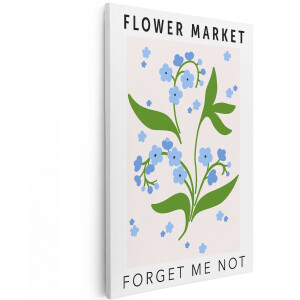 Artaza Canvas Schilderij Vergeet Mij Nietjes - 100x150 cm - Groot - Wanddecoratie Bloemen - Muurdecoratie Abstract - Decoratie Flower Market - Blauw