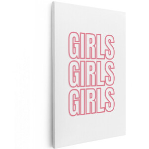 Artaza Canvas Schilderij Girls Tekst - 120x180 cm - Groot - Wanddecoratie Meisjeskamer - Muurdecoratie Roze Tekst - Decoratie Kinderkamer - Roze