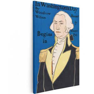 Artaza Canvas Schilderij George Washington - 120x180 cm - Groot - Wanddecoratie Vintage Portret - Muurdecoratie Howard Pyle - Decoratie Amerika