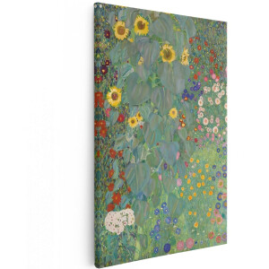Artaza Canvas Schilderij Gustav Klimt Bloementuin - 40x60 cm - Wanddecoratie Zonnebloemen - Muurdecoratie Bloemen - Decoratie Natuur