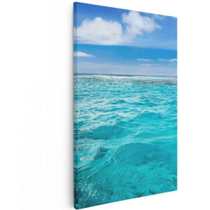 Artaza Canvas Schilderij Blauwe Caribische Zee Water - 100x150 cm - Groot - Wanddecoratie Woonkamer - Schilderijen - Muurdecoratie