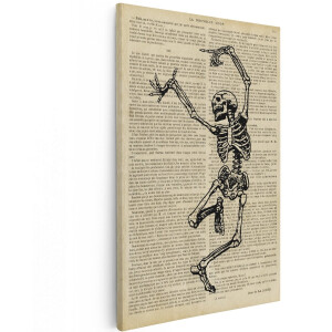 Artaza Canvas Schilderij Skelet - 100x150 cm - Groot - Wanddecoratie Vintage - Muurdecoratie Gothic - Decoratie Brocante - Schilderijen Op Canvas