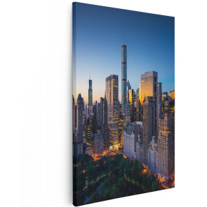 Artaza Canvas Schilderij New York Bij Zonsopgang - 100x150 cm - Groot - Wanddecoratie Woonkamer - Schilderijen - Muurdecoratie