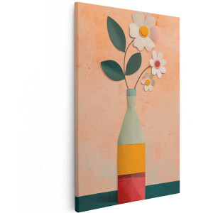 Artaza Canvas Schilderij Bloemen In Vaas - 120x180 cm - Groot - Wanddecoratie Stilleven - Muurdecoratie Boho - Decoratie Woonkamer Kleurrijk