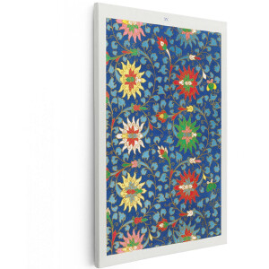 Artaza Canvas Schilderij Bloemen - 120x180 cm - Groot - Wanddecoratie Chinees Patroon - Muurdecoratie Vintage - Kleurrijke Schilderijen Op Canvas