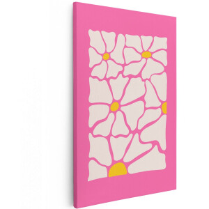 Artaza Canvas Schilderij Abstracte Bloemen - 120x180 cm - Groot - Wanddecoratie Roze Bloemenprint - Muurdecoratie Abstract - Schilderijen Op Canvas