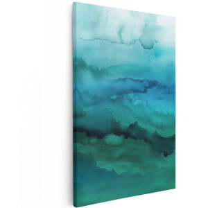 Artaza Canvas Schilderij Blauwe en Groene Zee - 100x150 cm - Groot - Wanddecoratie Woonkamer - Schilderijen - Muurdecoratie