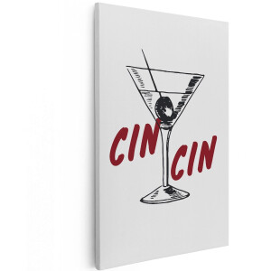 Artaza Canvas Schilderij Martiniglas Cin Cin - 100x150 cm - Groot - Wanddecoratie Vintage - Muurdecoratie Bar - Decoratie Cocktail Retro