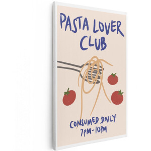 Artaza Canvas Schilderij Pasta Lover Club - 100x150 cm - Groot - Wanddecoratie Keuken - Muurdecoratie Spaghetti - Schilderij Met Tekst Tomaten