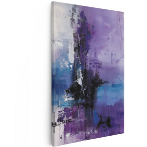 Artaza Canvas Schilderij Abstract Paarse en Zwarte Kleuren - 120x180 cm - Groot - Wanddecoratie Woonkamer - Schilderijen - Muurdecoratie