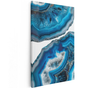 Artaza Canvas Schilderij Twee Stukken Blauwe Agaat op een Witte Achtergrond - 100x150 cm - Groot - Wanddecoratie Woonkamer - Schilderijen - Muurdecoratie