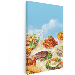 Artaza Canvas Schilderij Eten - 100x150 cm - Groot - Wanddecoratie Keuken - Muurdecoratie Gerechten - Decoratie Spaghetti - Schilderijen Op Canvas