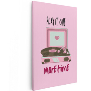 Artaza Canvas Schilderij Platenspeler - 120x180 cm - Groot - Wanddecoratie Muziek - Muurdecoratie Vintage - Decoratie Roze Tekst