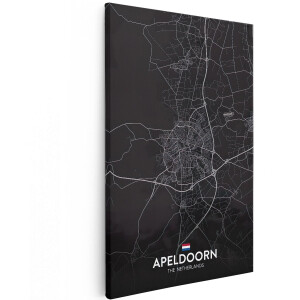Artaza Canvas Schilderij Stadskaart Apeldoorn in het Zwart - 120x180 cm - Groot - Muurdecoratie - Canvas Print