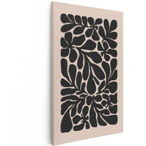 Artaza Canvas Schilderij Abstract - 120x180 cm - Groot - Wanddecoratie Bloemen - Muurdecoratie Boho - Decoratie Modern - Zwart
