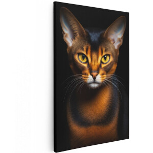 Artaza Canvas Schilderij Kat - 120x180 cm - Groot - Wanddecoratie Abessijnse Kat - Muurdecoratie Dieren - Schilderijen Op Canvas Zwart