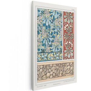 Artaza Canvas Schilderij Art Nouveau - 120x180 cm - Groot - Wanddecoratie Bloemen - Muurdecoratie Kastanjeblad - Vintage Schilderijen Op Canvas