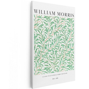 Artaza Canvas Schilderij Wilgenpatroon William Morris - 100x150 cm - Groot - Wanddecoratie Vintage - Muurdecoratie Bladeren - Decoratie Groen Woonkamer