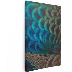 Artaza Canvas Schilderij Kleurrijke Pauw Veren Van Dichtbij - 100x150 cm - Groot - Wanddecoratie Woonkamer - Schilderijen - Muurdecoratie