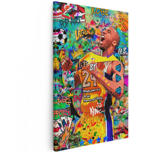 Artaza Canvas Schilderij Kobe Bryant - 100x150 cm - Groot - Pop Art Wanddecoratie - Muurdecoratie Basketbal Legend - Decoratie Graffiti Lakers