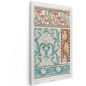 Artaza Canvas Schilderij Bloemen - 100x150 cm - Groot - Wanddecoratie Narcissen - Muurdecoratie Vintage - Decoratie Art Nouveau Patroon