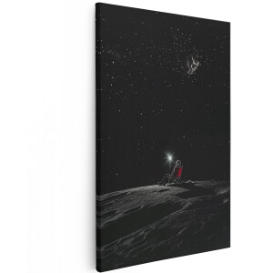 Artaza Canvas Schilderij Man op de Maan - 100x150 cm - Groot - Wanddecoratie Woonkamer - Schilderijen - Muurdecoratie