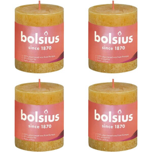 Bolsius Stompkaarsen Shine 4 st rustiek 80x68 mm honinggeel