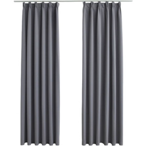 vidaXL - Gordijnen - verduisterend - met - haken - 2 - st - 140x225 - cm - grijs
