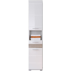 welltime Hoge kast Marbella Badkast met horizontale frezingen - Afmetingen (B/D/H) 37/31/182 cm