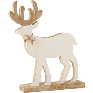 J-Line decoratie Rendier Op Voet - hout - wit - small