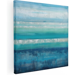 Artaza Canvas Schilderij Abstract Zee - 40x40 cm - Klein - Muurdecoratie Woonkamer - Wanddecoratie Turquoise - Schilderijen Op Canvas