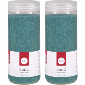 Rayher hobby Fijn decoratie zand korrels - 5x - turquoise blauw - 475 ml - zandkorrels - knutselmateriaal - 0.1 tot 0.5 mm