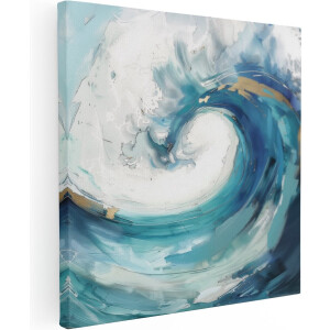 Artaza Canvas Schilderij Abstract Zee - 90x90 cm - Wanddecoratie Golf - Muurdecoratie Strand - Schilderijen Op Canvas