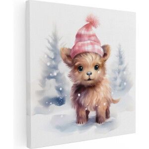 Artaza Canvas Schilderij Schattige Baby Schotse Hooglander - 50x50 - Foto Op Canvas - Canvas Print