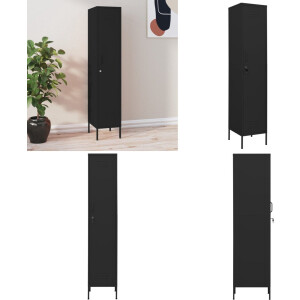 vidaXL Lockerkast 35x46x180 cm staal zwart - Lockerkast - Lockerkasten - Locker Kast - Locker <a title="kast vergelijken" href="https://furn.nl/kasten">kasten</a>