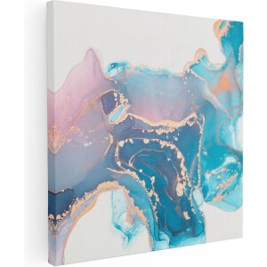 Artaza Canvas Schilderij Abstract Goud - 40x40 cm - Klein - Muurdecoratie Woonkamer - Wanddecoratie Marmer - Kamer Accessoires