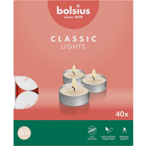 Bolsius Theelichten Wit 6 branduren - 40 stuks